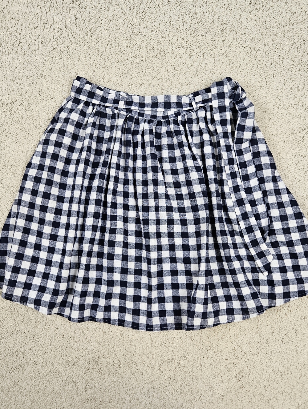 Mod Cloth Pleated Skirt Mini Gingham Blue White Belt Pocket Lightweight Womens L